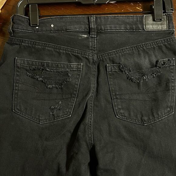 AE American Eagle Ripped Denim Jeans Black High Waist - Picture 9 of 9